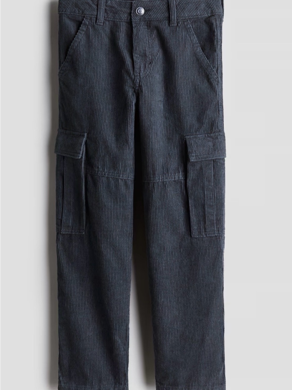 Kids Corduroy Cargo Pants - Dark Gray